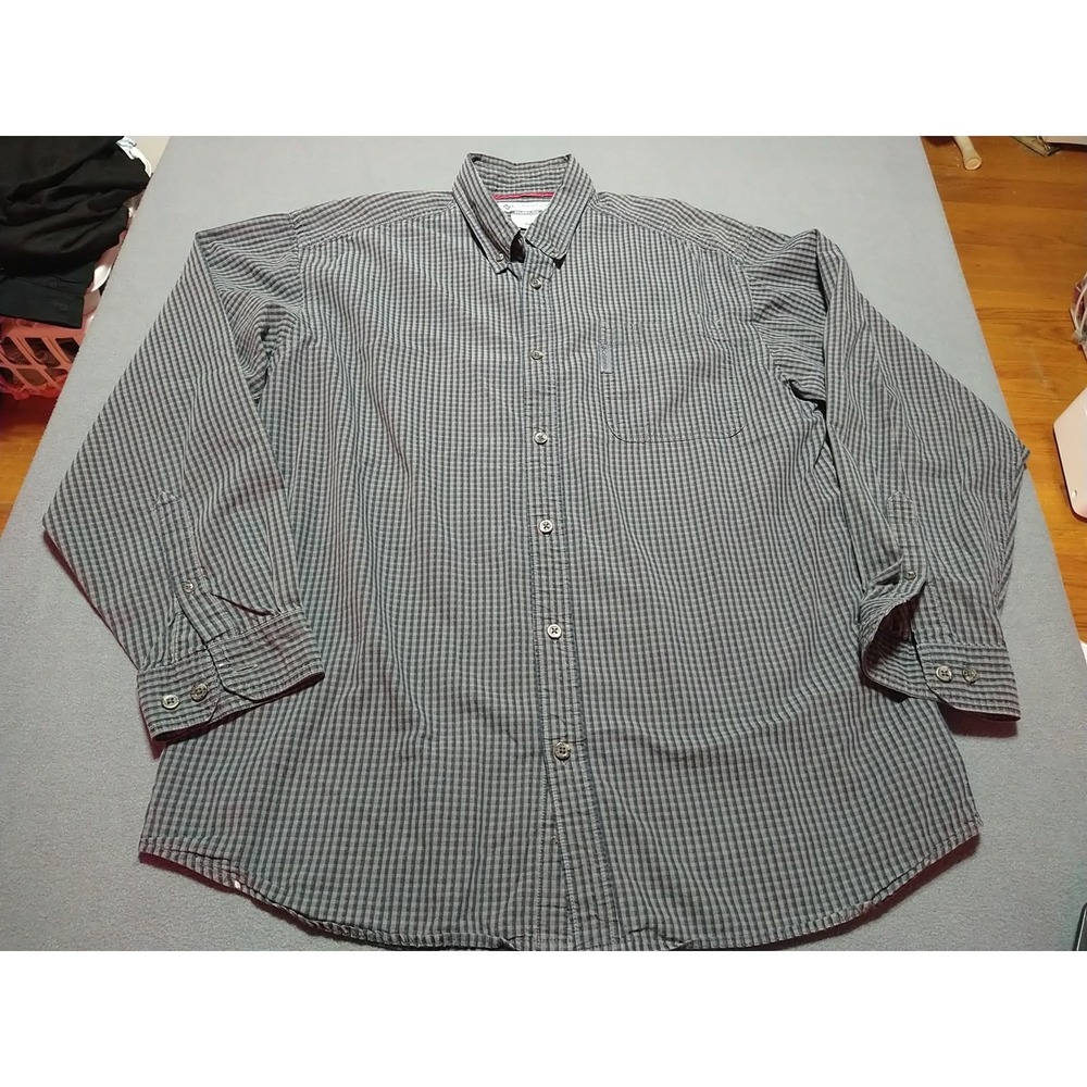 Columbia Button Down Shirt Men‎ L Gray Plaid Long Sleeve Smart Casual Work Date